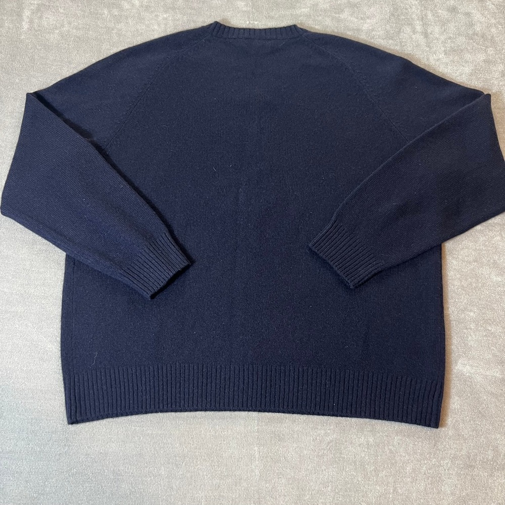 Lands End Mens XL Navy Blue V-Neck Wool Cashmere Pullover Sweater Made in Japan - Picture 6 of 7